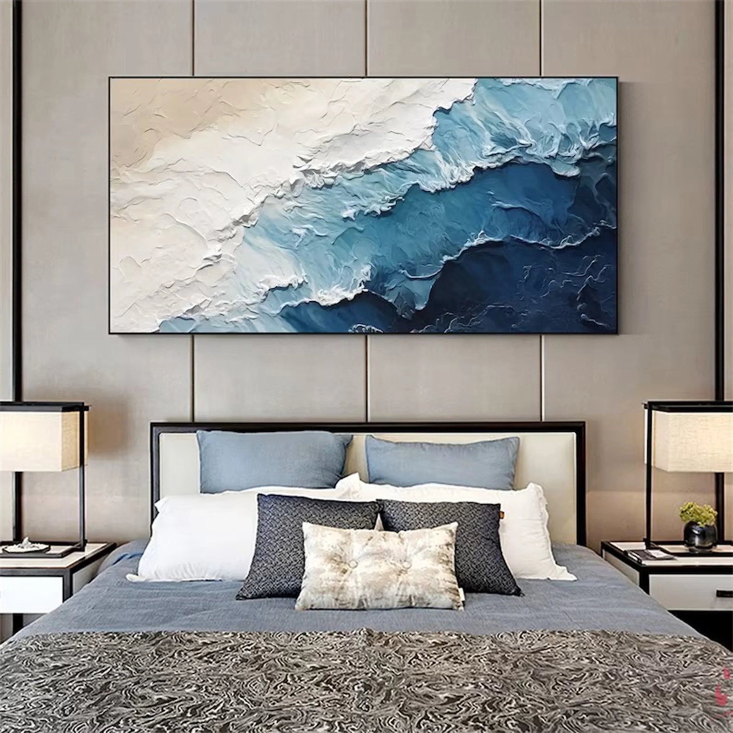 Blue Textured Minimalist Wall Art #BL007