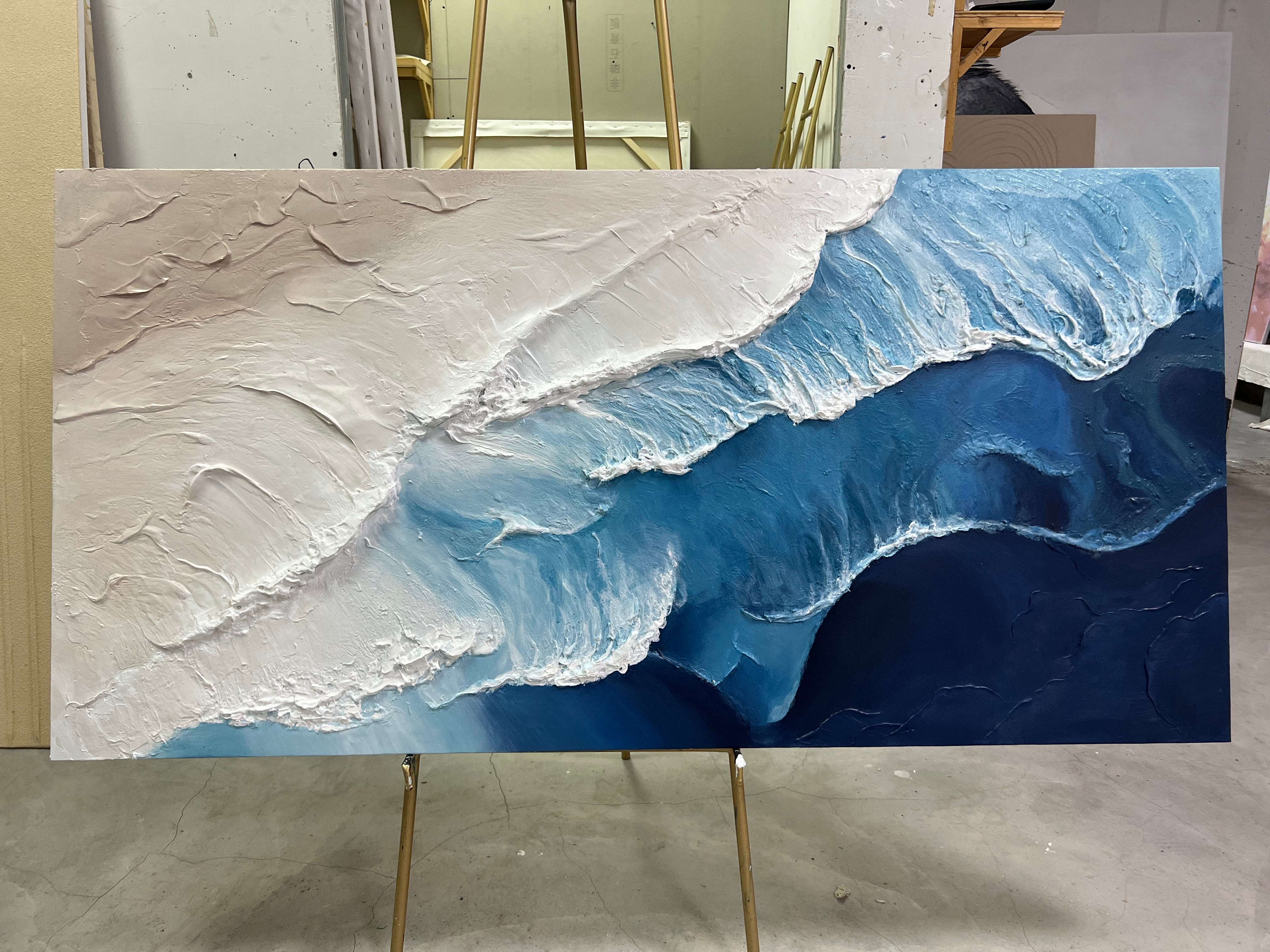 Blue Textured Minimalist Wall Art #BL007