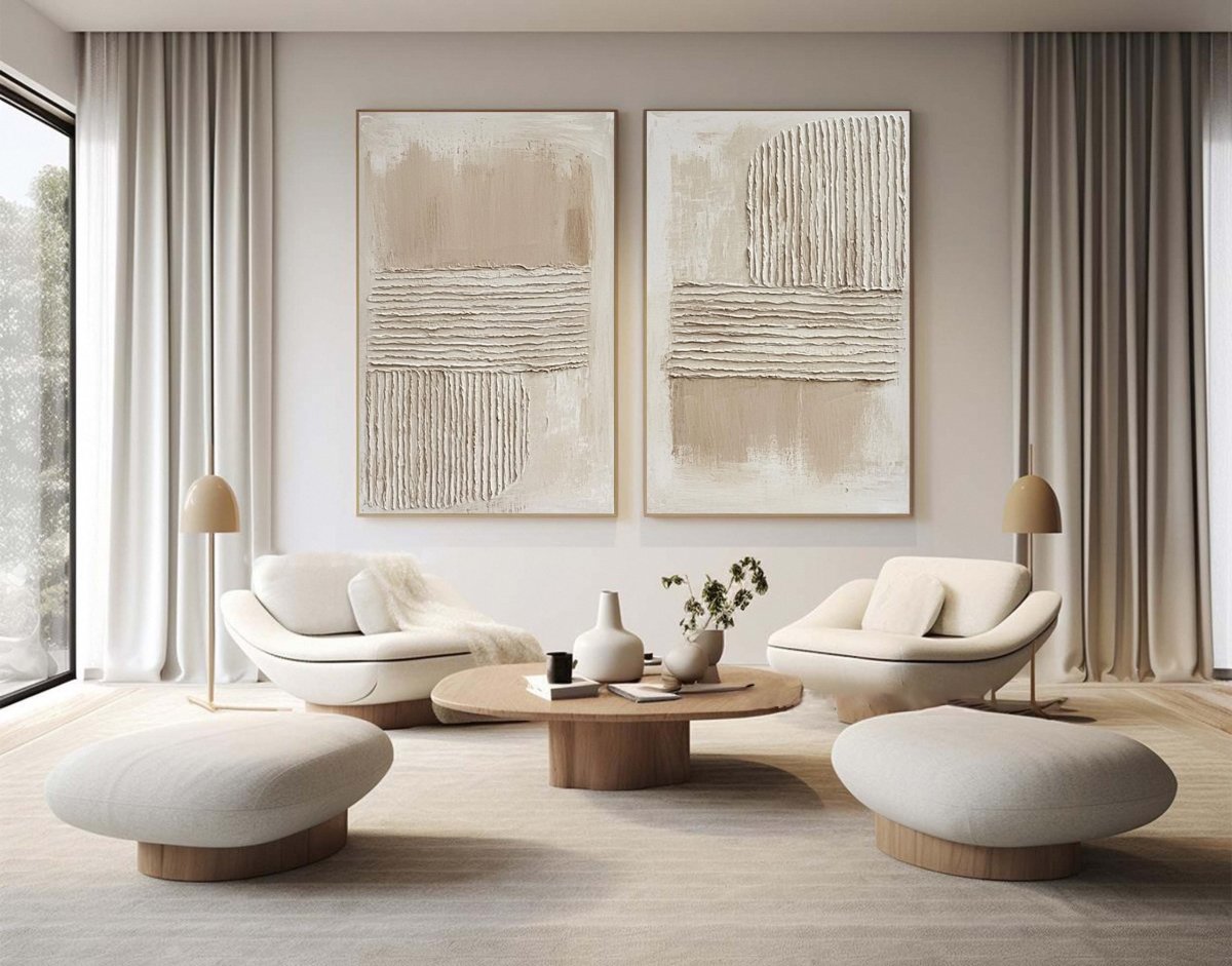 Plaster Art Texture Painting Set Of 2 #RAB049