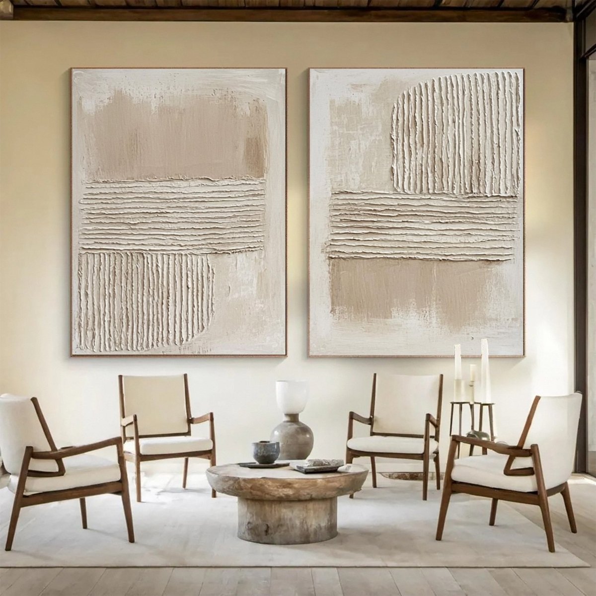 Plaster Art Texture Painting Set Of 2 #RAB049