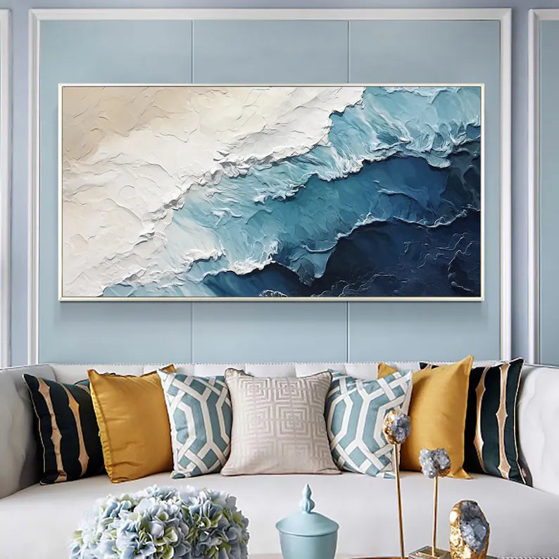 Blue Textured Minimalist Wall Art #BL007