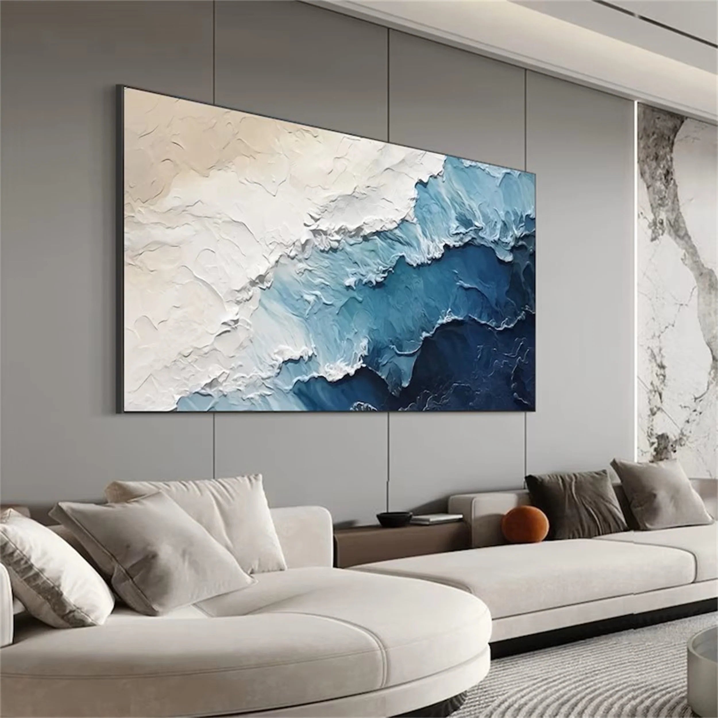 Blue Textured Minimalist Wall Art #BL007