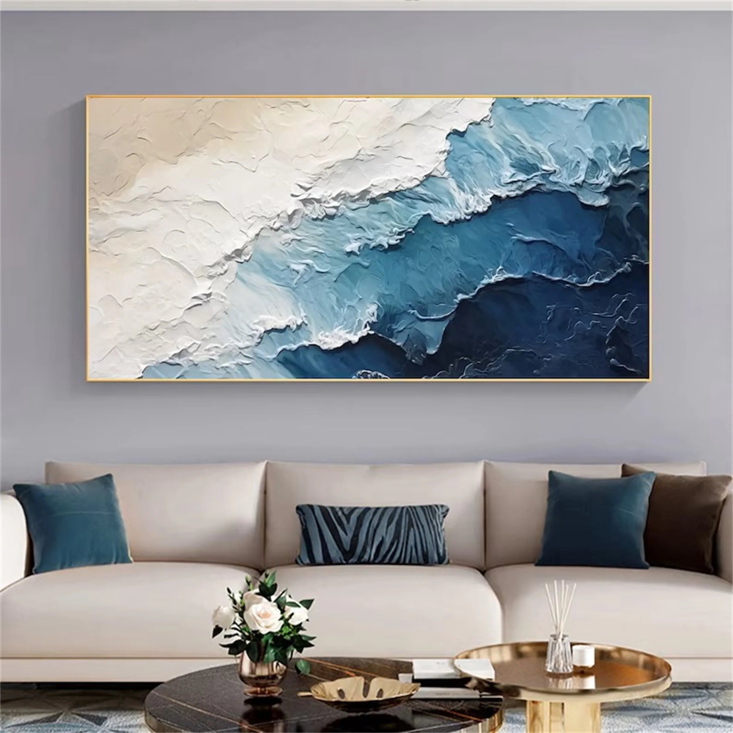 Blue Textured Minimalist Wall Art #BL007