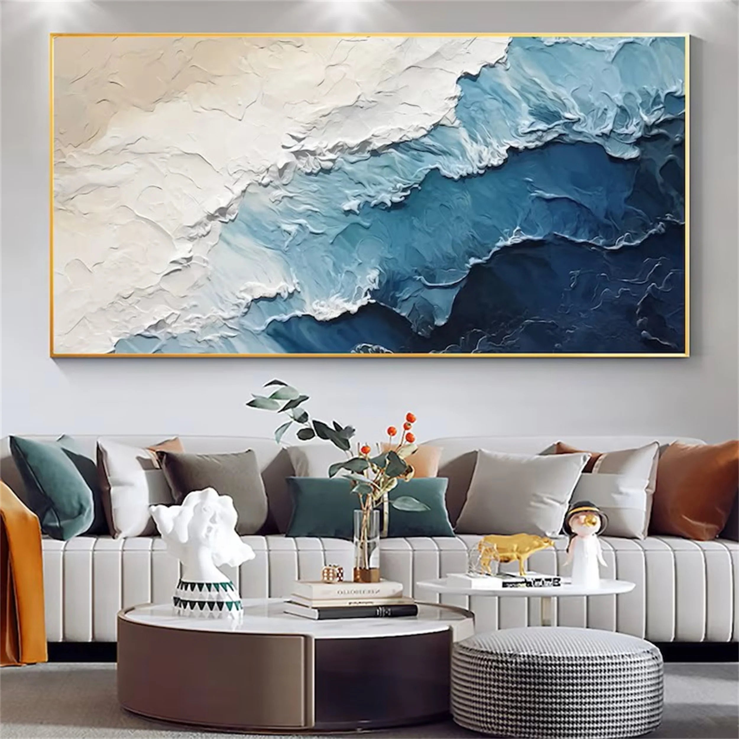 Blue Textured Minimalist Wall Art #BL007